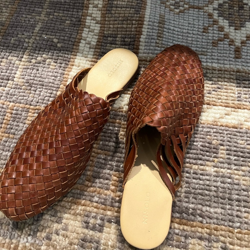Nisolo Woven Mules Brown NWT